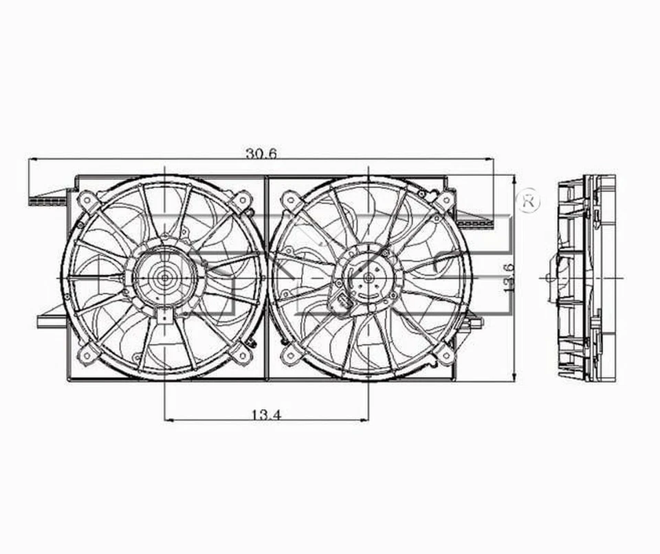 Conjunto de ventilador de radiador y condensador doble TYC 620090 Foto 4 de 4
