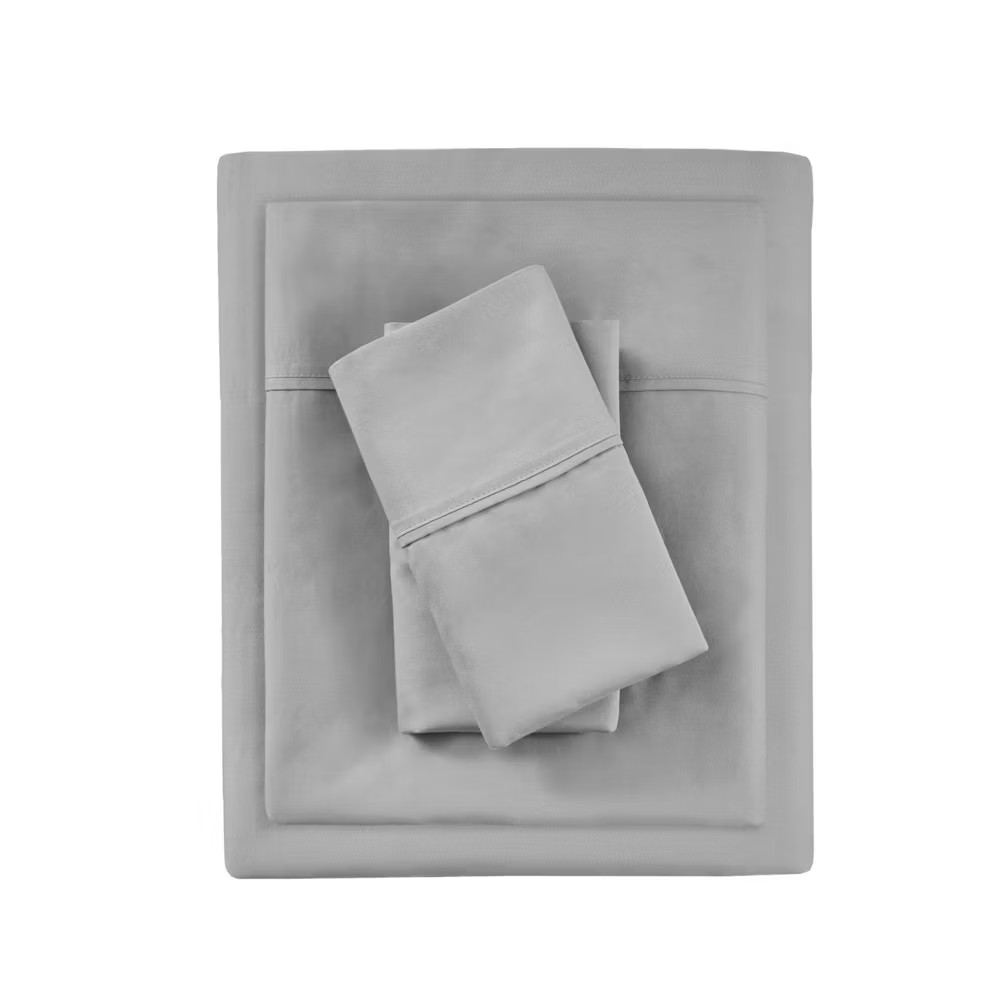 King 1000 Thread Count Cotton Blend Cooling 4pc Sheet Set Gray