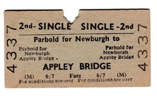 Railway ticket: B.T.C.: Parbold for Newburgh to Appley Bridge, 1966