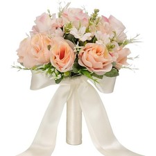 Wedding Bouquets Bride Bridesmaid Bouquet Champagne White Artificial Roses