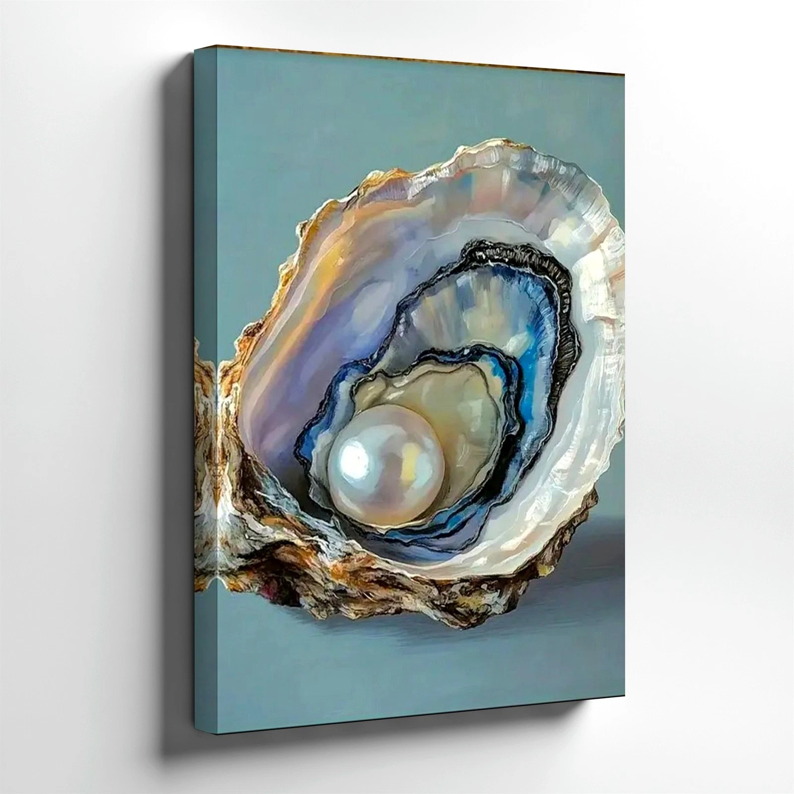 Wall Art Oyster Shell Pearl Painting Coastal Beach Nautical Canvas Print Decor