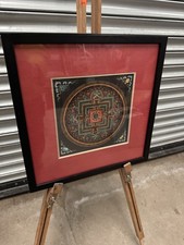 Picture Buddhist Tibetan Thangka Mandala Wall Art 15” Square Framed