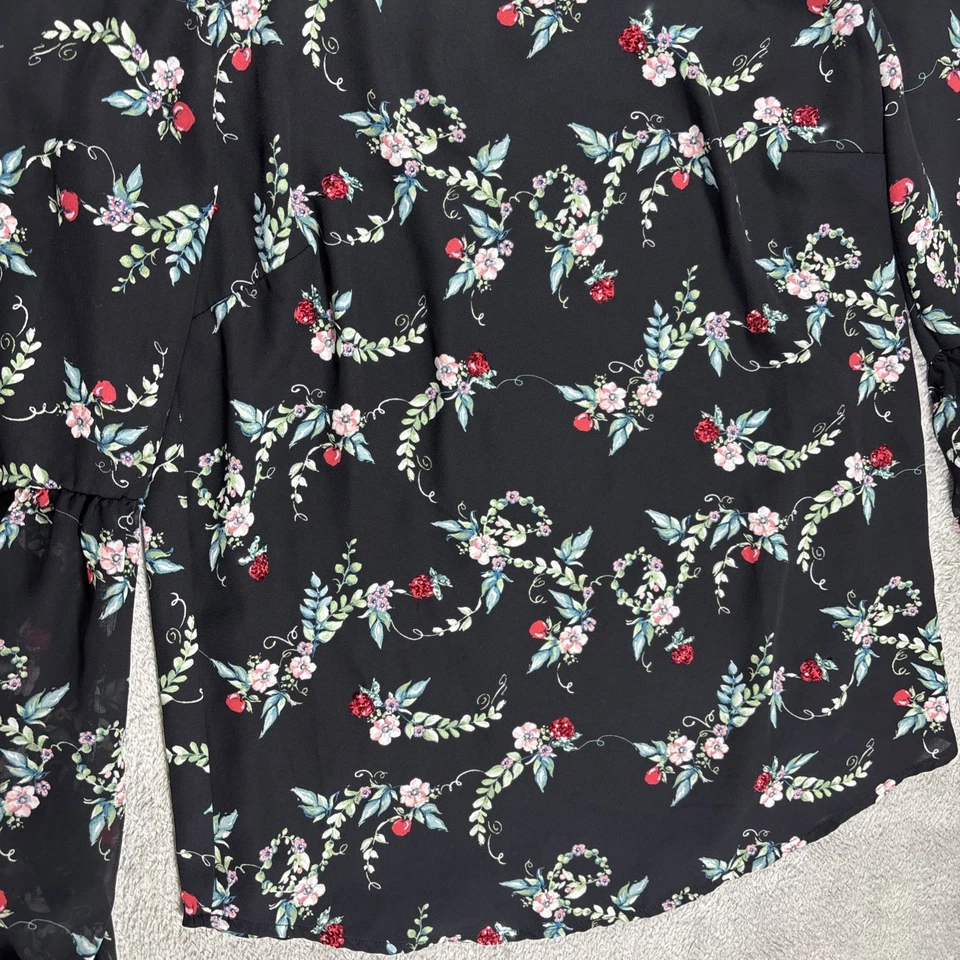 Top campesino negro estampado floral de lentejuelas manzana Blancanieves Disney Lauren Conrad XS Foto 3 de 4