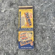 Vintage Old Nick 5 Cent Candy Bar Matchbook Cover
