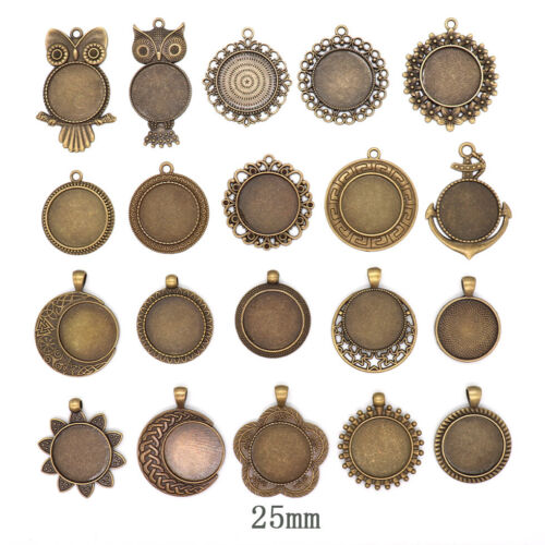 50pcs Antique Bronze DIY Pendant Cabochon Setting Bezels Blanks Oval Nickel Free - Picture 1 of 43
