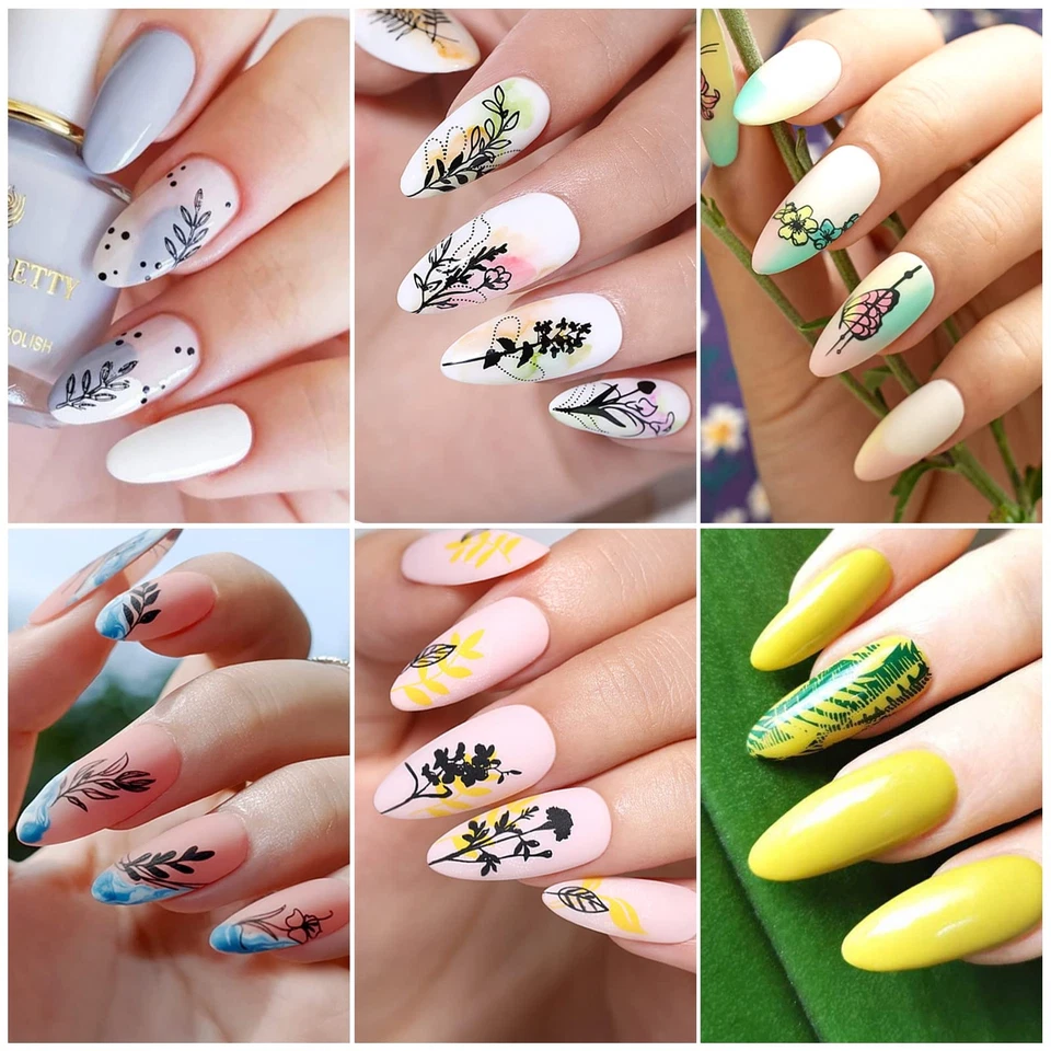 Plantillas de estampado arte en uñas placas de estampado hojas de flores tema imagen de uñas P... Foto 4 de 4