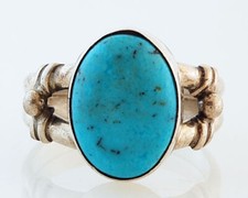 Native American Navajo Handmade Sterling Silver with Turquoise Ring Size 6