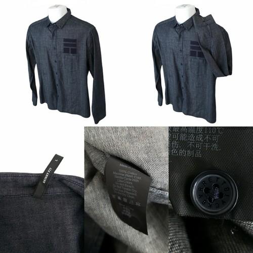 Black Barrett by Neil Barrett Dark Blue Denim Skinny Fit L/S Dark Size Large Men - Picture 3 of 12