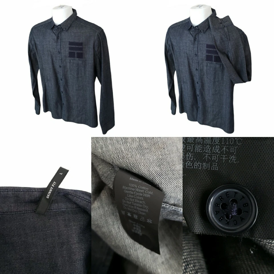 Denim negro Barrett por Neil Barrett azul oscuro calce ajustado L/S oscuro talla grande para hombre Foto 3 de 4