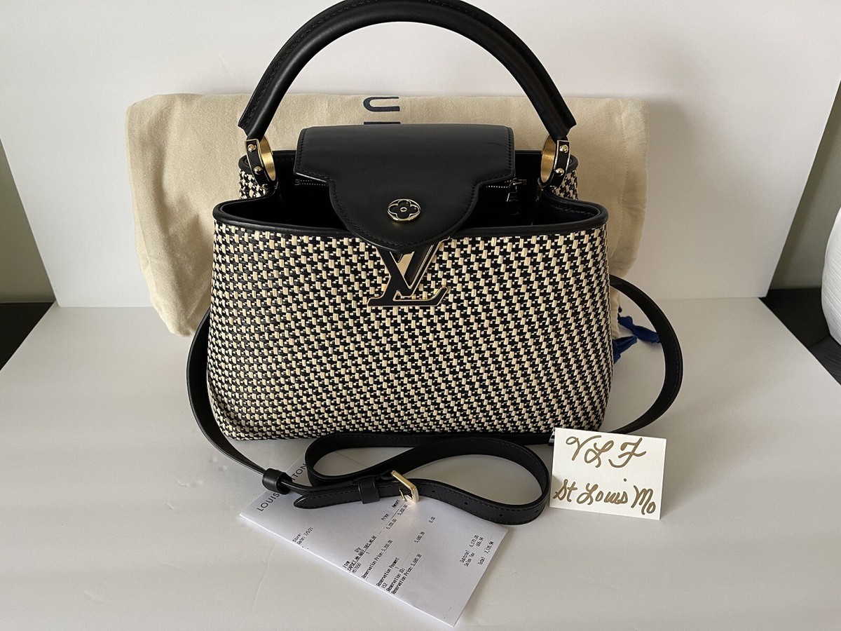 (最安値)Louis Vuitton Capucines ハンドバッグ Authentic Louis Vuitton Capucines, Mm , Woven Raffia & Leather
