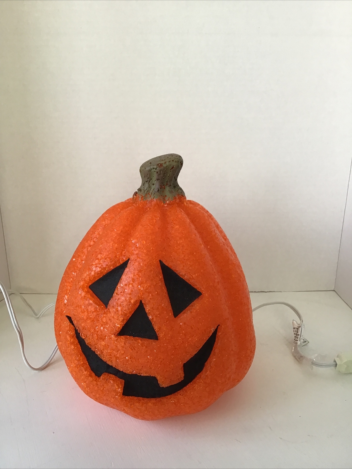 Melted Plastic Popcorn Jack O'Lantern Light Up Orange Pumpkin Halloween