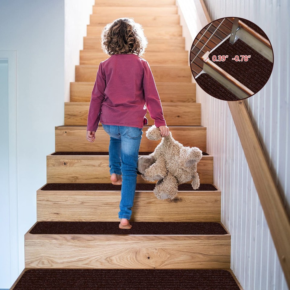 Tangkula 15 Pack Stair Treads Carpets NonSlip, 30 x 8 inch Stair