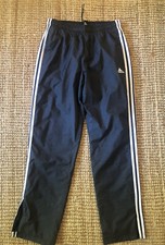 adidas Track Pants Gray w/White Stripe Drawstring Elastic Waist
