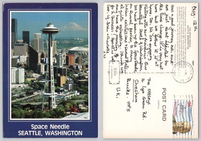 c33993 Space Needle Seattle Washington USA Postkarte 1990 Stempel