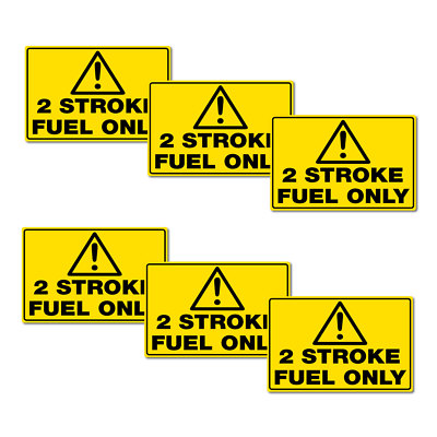 Two Stroke Fuel Only Stickers 60mm 6 pack quality vinyl water & fade ...