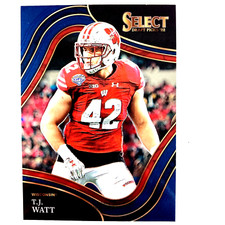 TJ Watt 2022 Panini Select Draft Picks Field Level Blue #132 Wisconsin Badgers