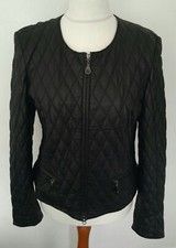 Madeleine - Soft Real Leather Quilted Jacket Black Size 12/14