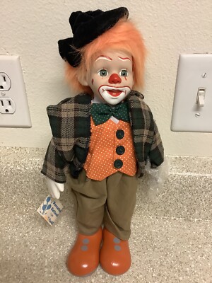 ORANGE HAIR Porcelain Clown 13” Doll - Studio 33 - Circus Figure