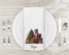 Personalised nutcracker cloth napkins Chritsmas table decor. Re-usable napkins