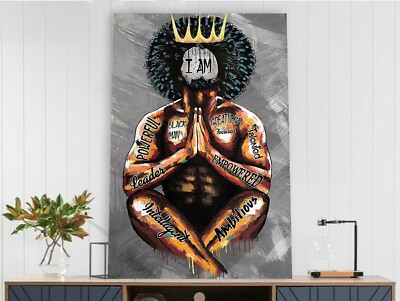 African American Men Powerful Wall Art CANVAS Home Decor, Men Cave