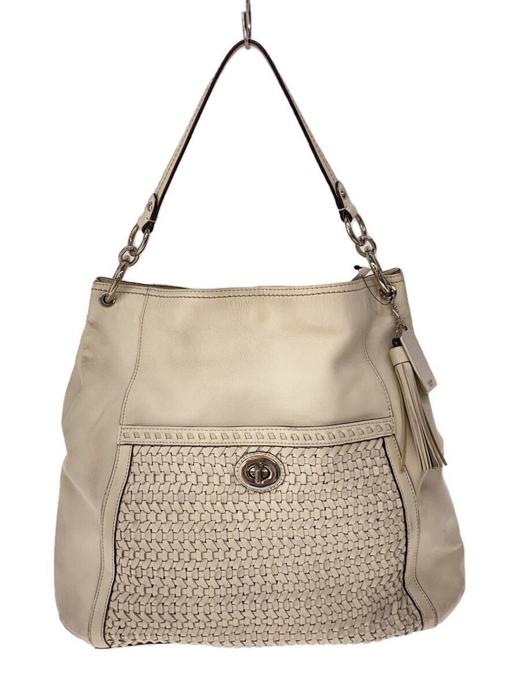 COACH shoulder bag all leather Beige Used