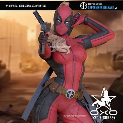 OXO 3D schöne 1:12 Resin Figur über 15cm groß Lady Deadpool