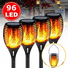 4x 96LED Outdoor Flame Solar Tiki Torch Light Garden Yard Landscape Path Lamp