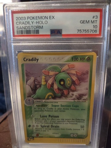 Pokemon 2003 Cradily Holo 3/100 EX Sandstorm PSA 10 Gem Mint Low Pop