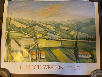 Poster H. LLOYD WESTON . Jamaican-American NYC Artist Sunrise ITALIAN LANDSCAPE
