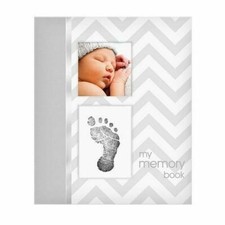 Pearhead Chevron Baby Book with Clean-Touch Ink Pad - Grey