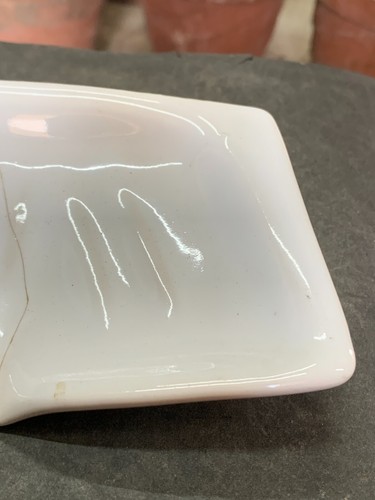 1970's Old Vintage Handmade Glossy Ceramic Corner Bath-Shower Soap Dish Tray - Picture 9 of 11