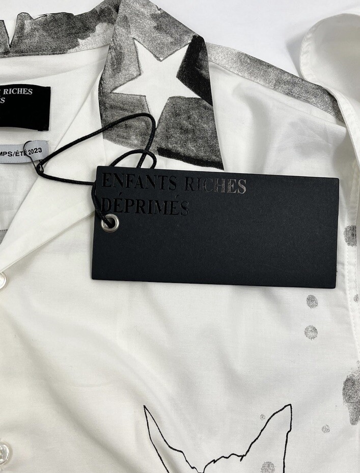 ENFANTS RICHES DEPRIMES - WHITE ABSTRACT GRAPHIC PRINT SHIRT ENFANTS RICHES DEPRIMES - WHITE ABSTRACT GRAPHIC PRINT SHIRT