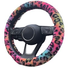 Leopard Soft Plush Car Steering Wheel Cover P...