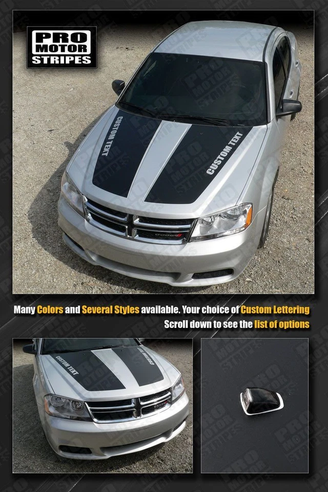 Calcomanías Dodge Avenger 2008-2014 capó carreras rayas rayas (elige el color) Foto 2 de 4