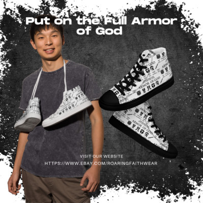 Put on the Full Whole Armor of God -Men s high top canvas shoes - Slick Unique