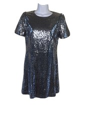 ANN TAYLOR NWT Women's Short Sleeve Sequin Dress 6 Silver