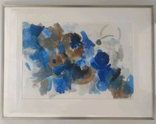 Farboffset Blau Fugal Ernst Wilhelm Nay unsigniert 1960