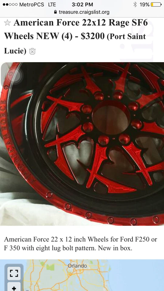 Four American Force Wheels 22inch x 12 inch for Ford F250 and F350 trucks - Image 2 of 3