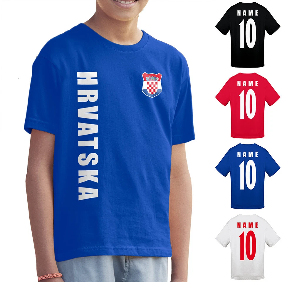AKYTEX EM 2024 Kroatien Hrvatska Kinder Trikot Fanshirt T-Shirt Name Nummer