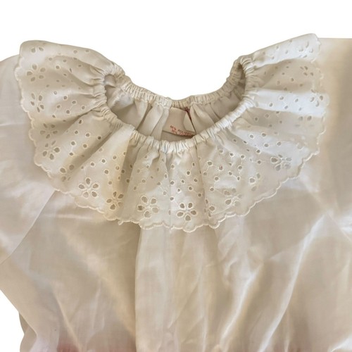 Vintage 70s Love Brand White Pink Ribbon Lace Fit & Flare Cotton Dress Size 6 - Picture 3 of 8