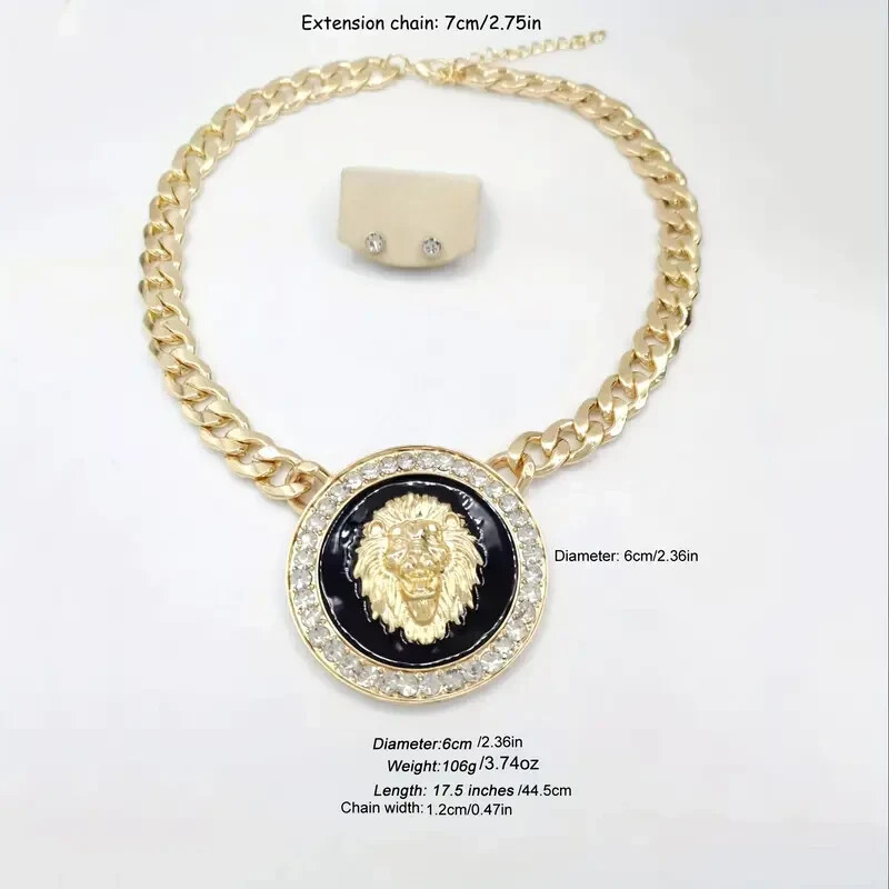 HIP HOP GOLD PLATED LION HEAD PENDANT 13mm 20