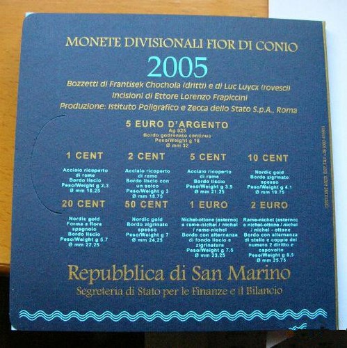 San Marino 2005 Official Mint Set of 9 Coins,With Silver Coin - Picture 4 of 4