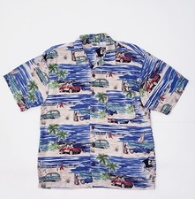 Vintage Disney Hawaiian Camp Shirt Mickey Minnie Mouse Car Beach Men's Size Sm