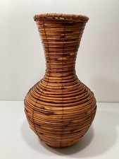 Rattan Vase Coiled Wooden Basket Vase BEAUTIFUL - 15  Tall