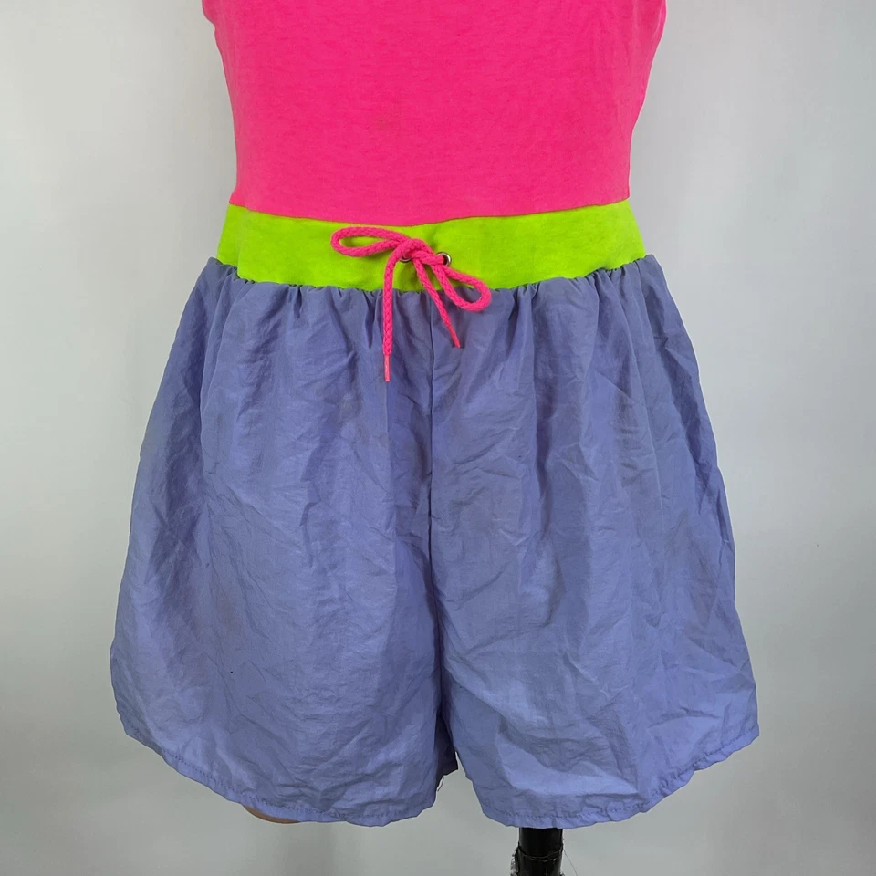 Gitano Vintage Neon Geometric Beach Swimsuit Shorts Romper Spandex 11/12 NEW - Image 3 of 4