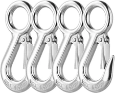 4 Pack 304 Stainless Steel Safety Snap Hooks 4 5/8in Fast Eye 1100lb Heavy Loads