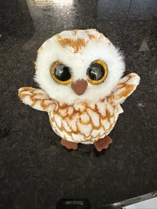 Ty Beanie Boos Swoops White and Gold Owl Plush with Large Eyes