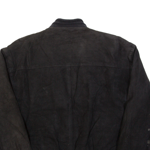 PACIFIC CLUB Mens Bomber Jacket Black Leather Suede S - Picture 4 of 6