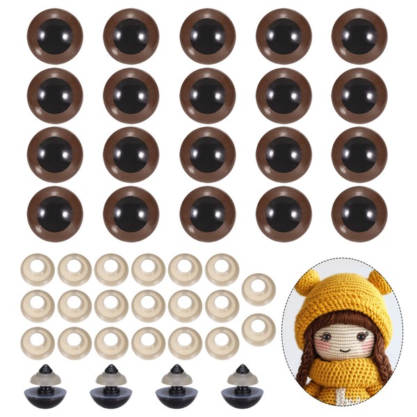 18Mm Sicherheitsaugen, 20 StüCk FüR Puppen HäKeln Realistische Braune-image