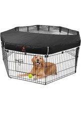 Dog Playpen Mesh Top Cover,Fits 24 Inch 8 Panels, Black Fence Not Included 
